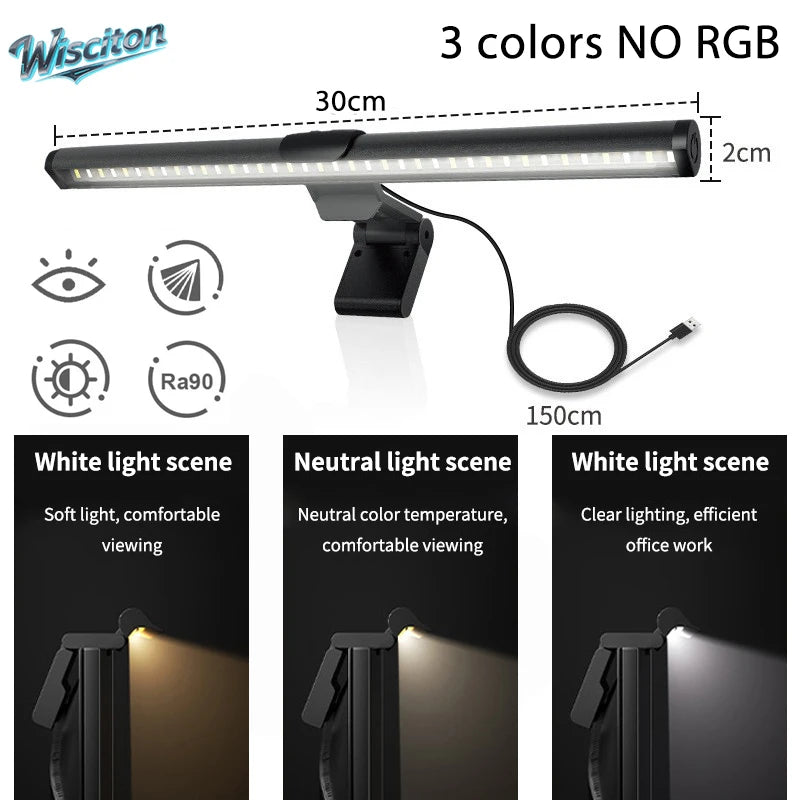 30/40cm Monitor PC Screen Light LED Dimming Learning Reading Lighting Dimmable USB Night Light Bar Touch Eye Protection Light