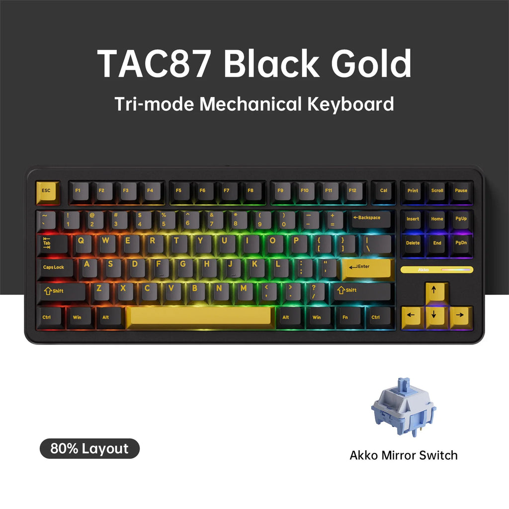 Akko TAC87 Mechanical Keyboard 80% TKL Hot-swap RGB USB Wired/2.4G&BT Wireless 10000mAh Gaming PC Keyboard Gasket Mount