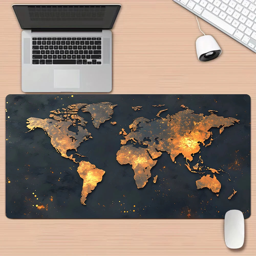 Black and gray gradient map design Mouse Pad Desk Mat Stitched Edge Durable Non-Slip Gaming pads tapis souris משטח לעכבר מחשב