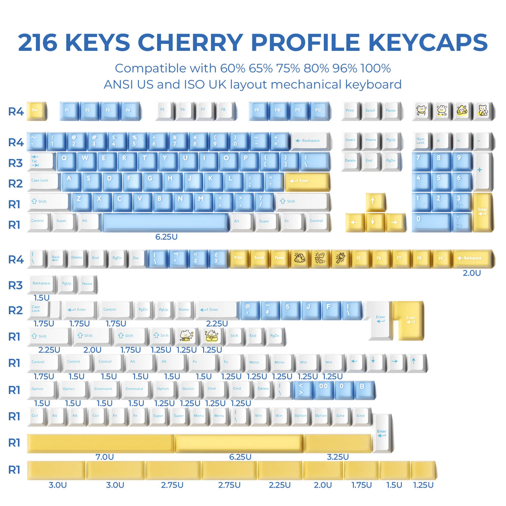 216 keys Brown Translucent Jade keycaps PBT PC Double Shot Cherry Profile Key Cap Set For Alice layout 61/68/75/87/98/104/108
