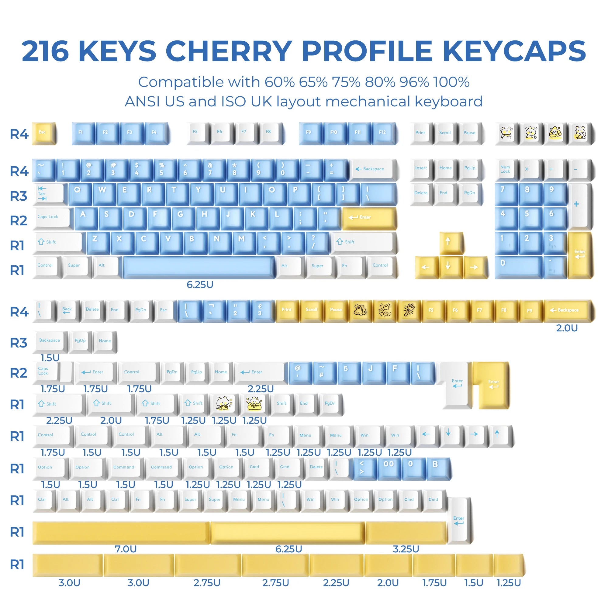 216 keys Brown Translucent Jade keycaps PBT PC Double Shot Cherry Profile Key Cap Set For Alice layout 61/68/75/87/98/104/108