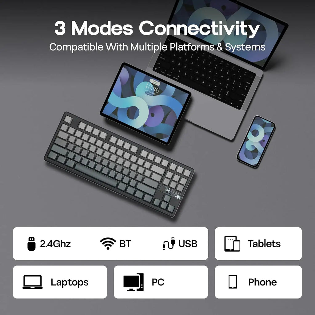 Aula F87 PRO V2 Wireless Gaming Keyboard 10000mAh, 8K Polling SOCD/MT/TGL Tri-Mode, Hot-Swap TKL Creamy Gasket RGB Backlit