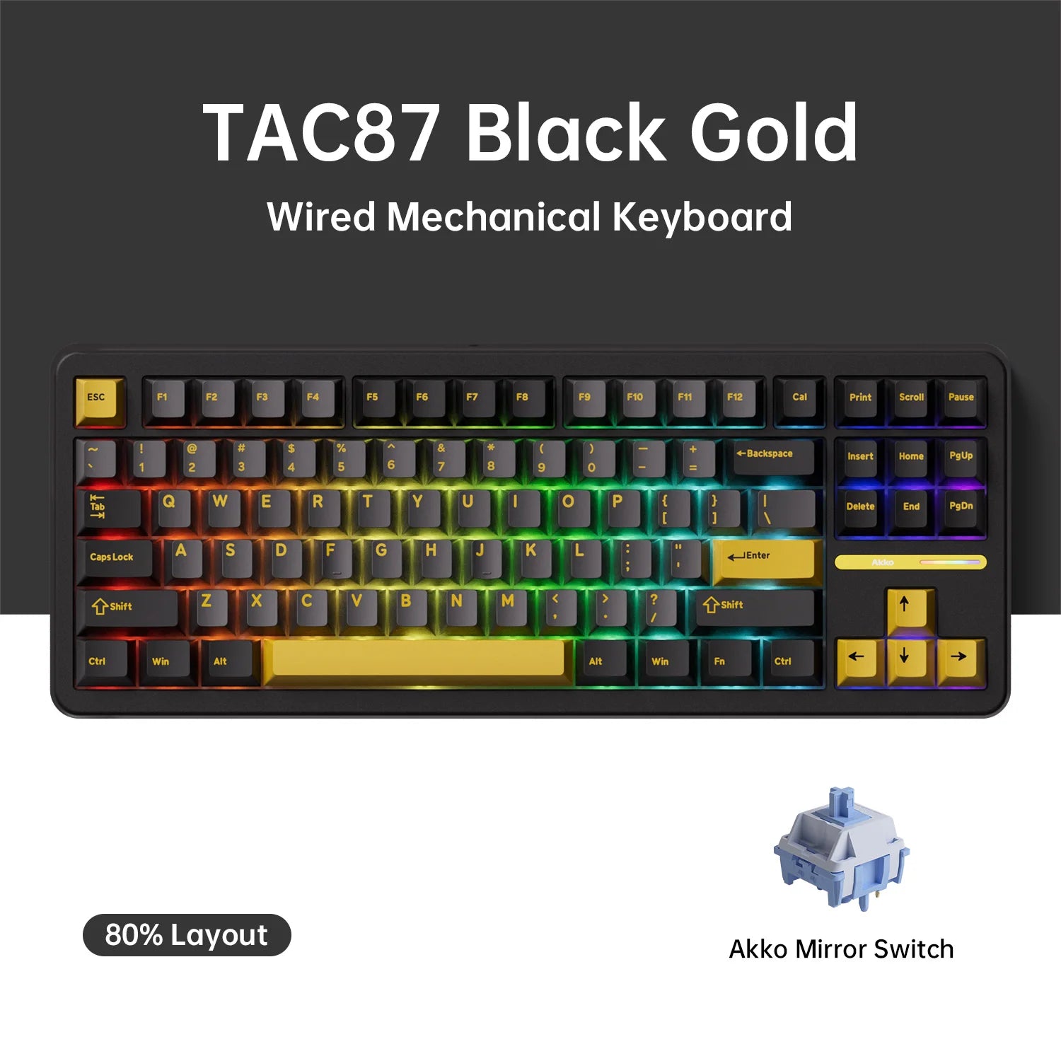 Akko TAC87 Mechanical Keyboard 80% TKL Hot-swap RGB USB Wired/2.4G&BT Wireless 10000mAh Gaming PC Keyboard Gasket Mount