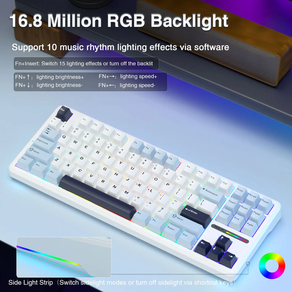 AULA F87 Gasket Gaming Mechanical Keyboard 75% TKL Layout Wireless Hot-Swap RGB Custom Bluetooth Keyboard 2024 New Colors