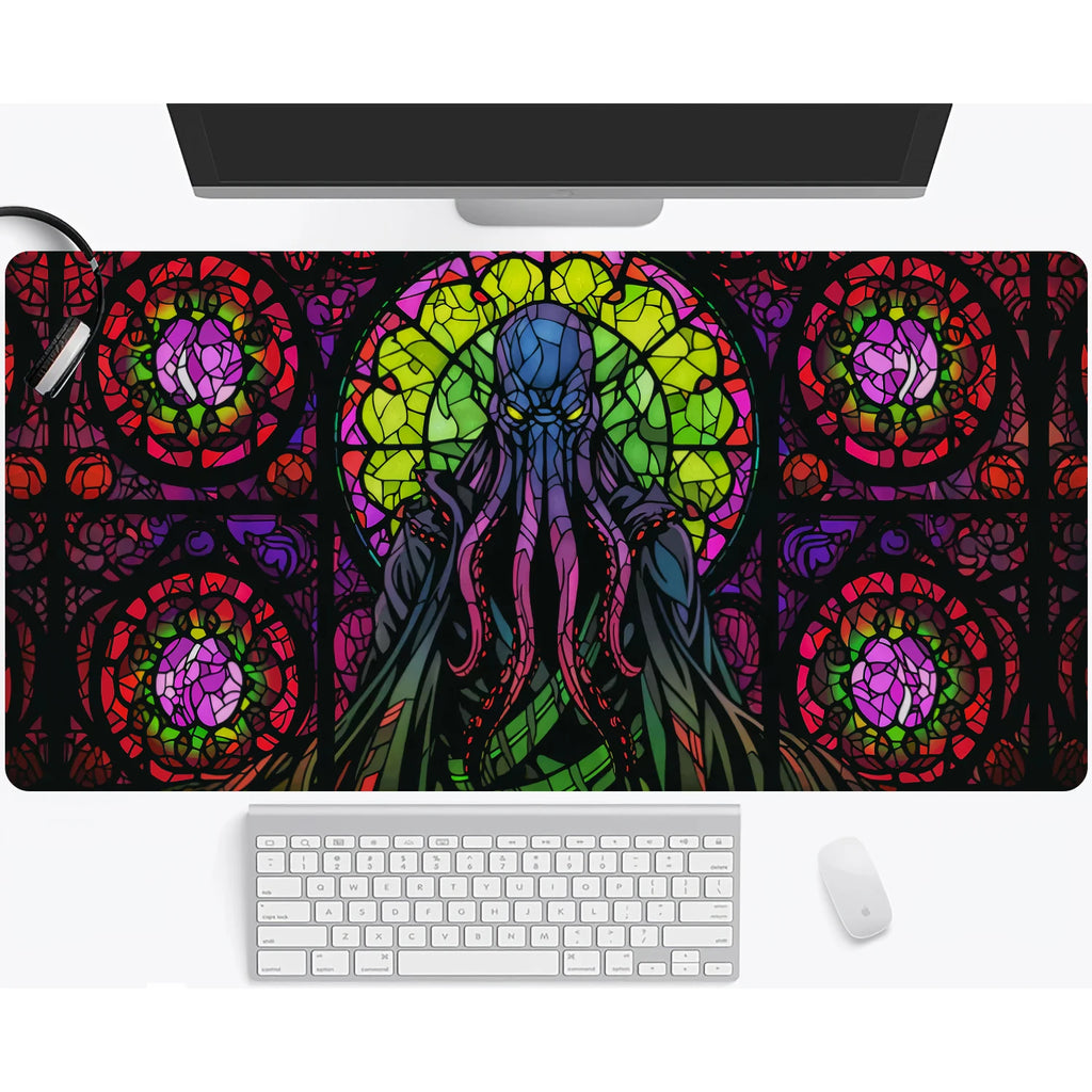 Neon Octopus Cthulhu Monster Mouse Pad Desk Mat Non-Slip Durable office mouse mat gaming mats with Stitched Edge HD printing