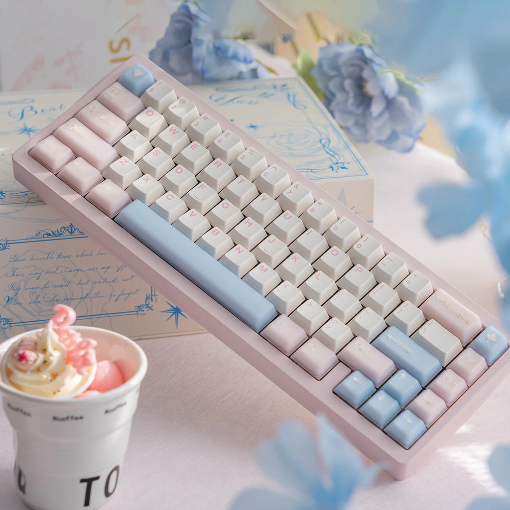 164 Keys Translucent Pink Keycaps PBT Double shot Cherry Profile Keycaps Set for Cherry 61/64/87/104/108 Mx Mechanical Keyboards