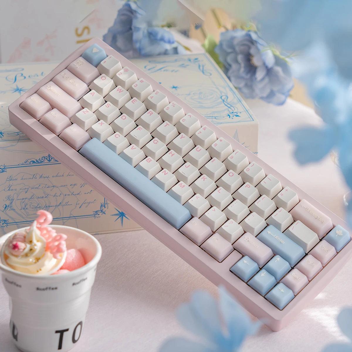 164 Keys Translucent Pink Keycaps PBT Double shot Cherry Profile Keycaps Set for Cherry 61/64/87/104/108 Mx Mechanical Keyboards