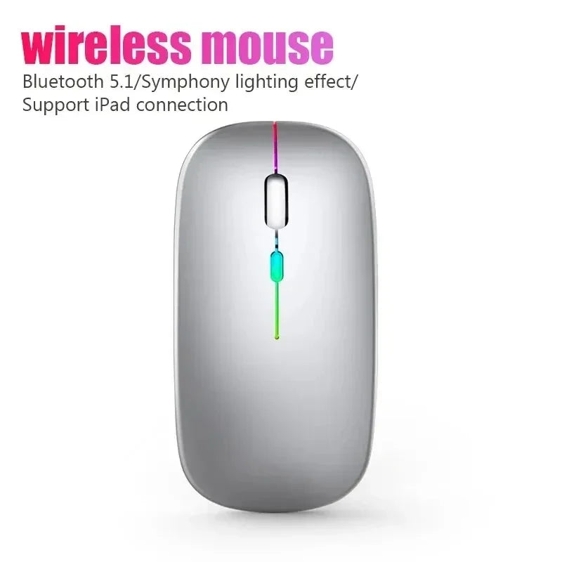 Lenovo Wireless Mouse Bluetooth and 2.4GHz Dual Modes Rechargeable RGB Ergonomic Silent Click for PC iPad Laptop Cell Phone