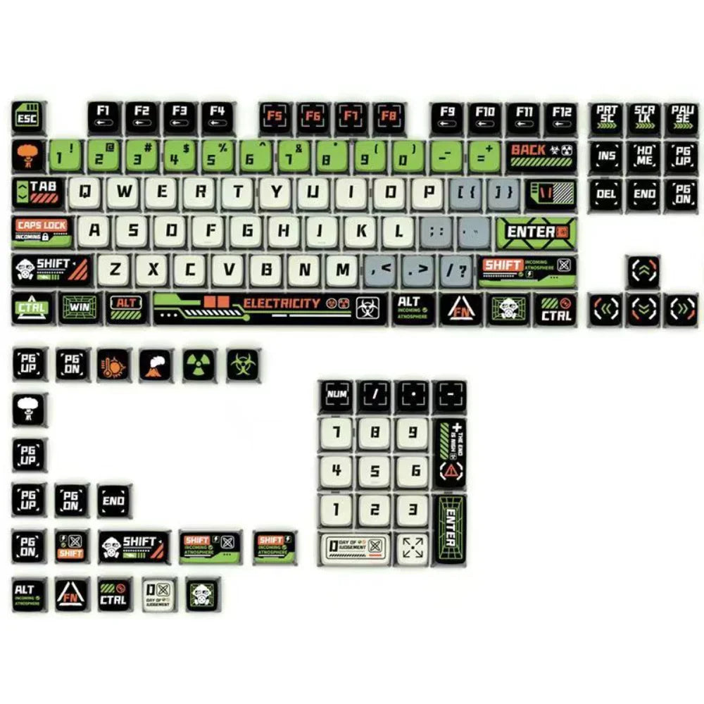Pudding Keycap Set PBT+PC 125 Key Four Sided Transparent Anime Theme Keycap Compatible with Mechanical Keyboard 61/75/87/104
