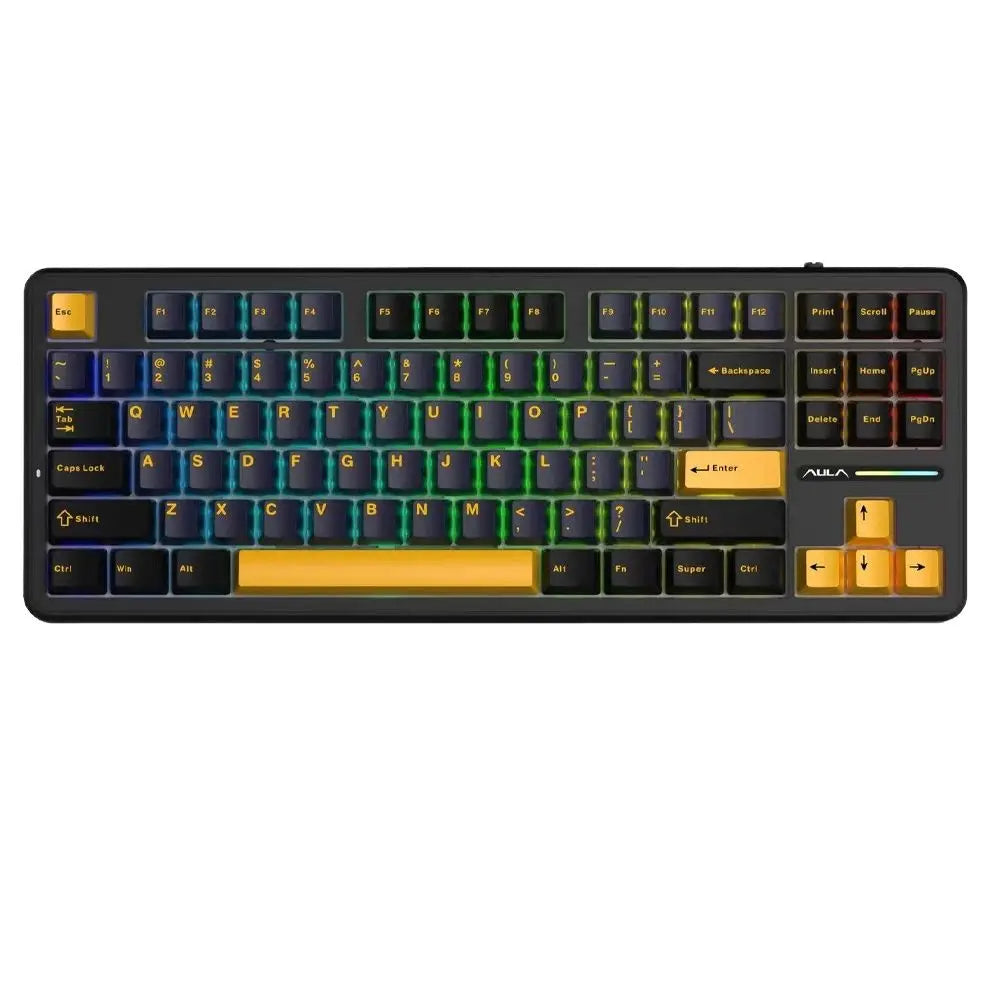 AULA F87 Gasket Gaming Mechanical Keyboard 75% TKL Layout Wireless Hot-Swap RGB Custom Bluetooth Keyboard 2024 New Colors