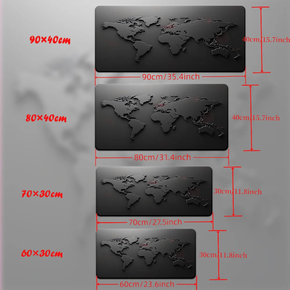 Black and gray gradient map design Mouse Pad Desk Mat Stitched Edge Durable Non-Slip Gaming pads tapis souris משטח לעכבר מחשב