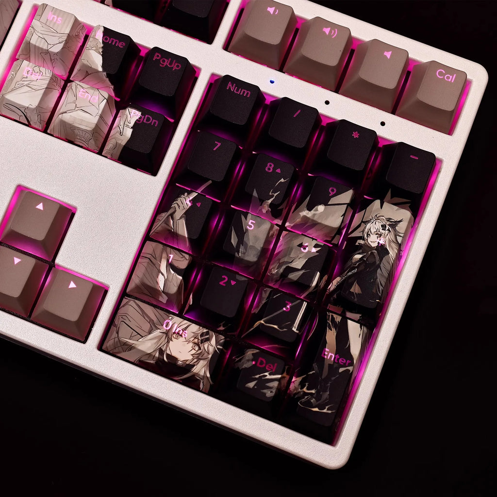 108 Keys/set Arknights Lappland Keycap PBT Dye Subbed Backlit Keycaps Anime Gaming Key Caps For ANSI 61 87 104 108 Keyboard