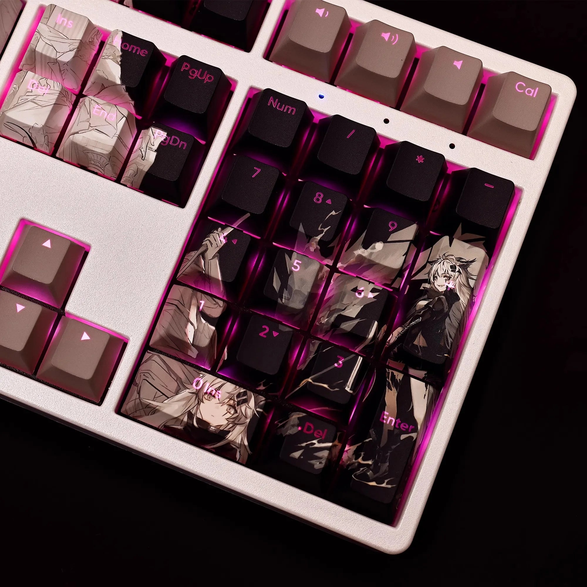 108 Keys/set Arknights Lappland Keycap PBT Dye Subbed Backlit Keycaps Anime Gaming Key Caps For ANSI 61 87 104 108 Keyboard