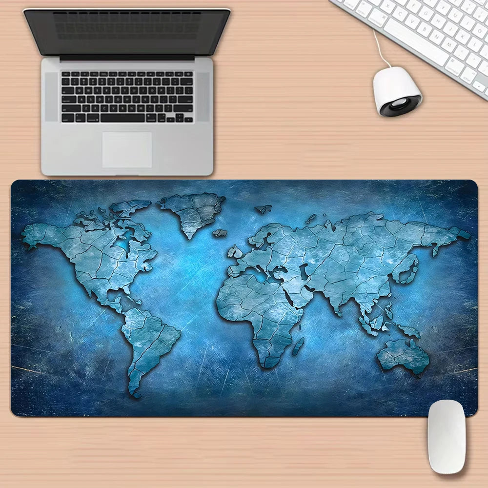 Black and gray gradient map design Mouse Pad Desk Mat Stitched Edge Durable Non-Slip Gaming pads tapis souris משטח לעכבר מחשב