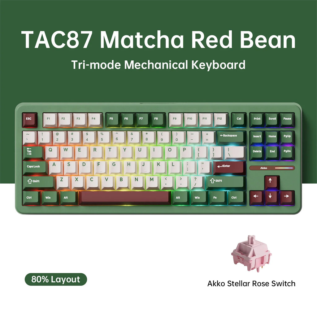 Akko TAC87 Mechanical Keyboard 80% TKL Hot-swap RGB 10000mAh USB Wired/2.4G&BT Wireless Customized Gaming Keyboard Gasket Mount