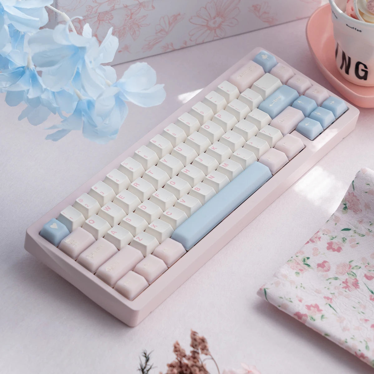 164 Keys Translucent Pink Keycaps PBT Double shot Cherry Profile Keycaps Set for Cherry 61/64/87/104/108 Mx Mechanical Keyboards