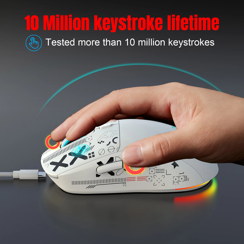 Popular HXSJ T90 2.4G 3-mode silent buttons ergonomic Colorful RGB Backlit 650mAh rechargeable wireless gaming mouse for laptop