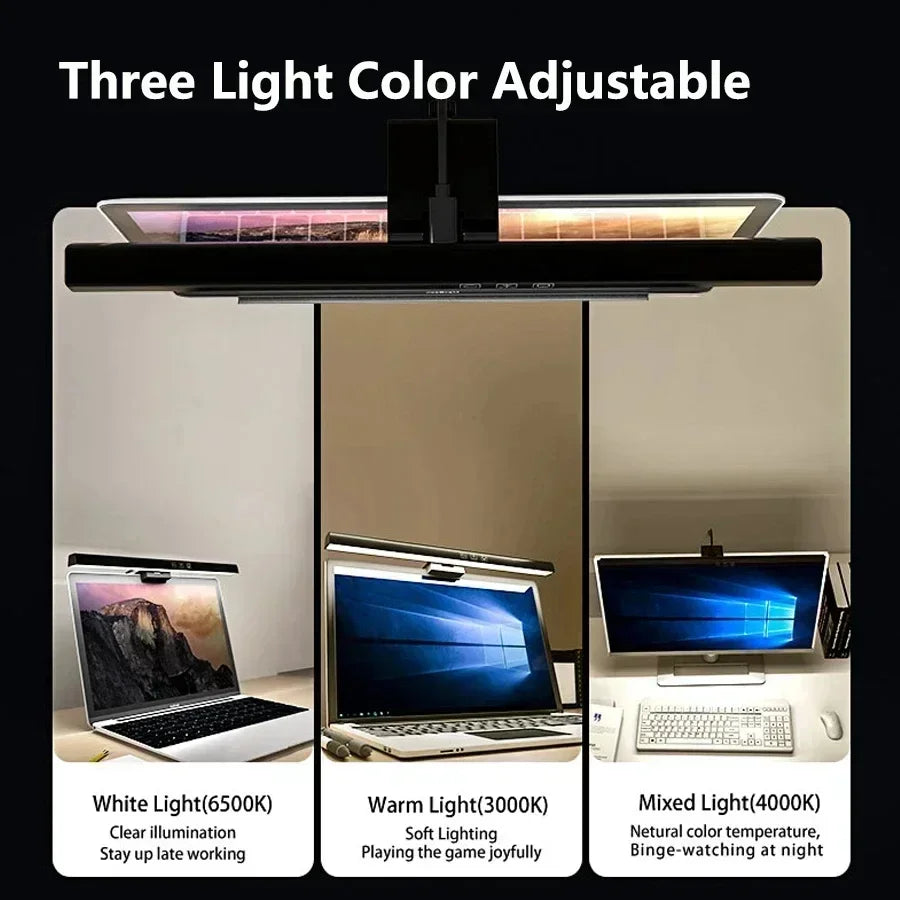 33cm 50cm LED Computer Screen Light Hanging Desk Lamp USB Plug in Monitor Bar Lights Dimmable 3 Colors Office Study Reading Lamp