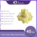 Akko V3 Cream Yellow Pro Switch 5 Pin 50gf Linear With Stable Dustproof Stem For Mx Mechanical Keyboard (45 pcs)