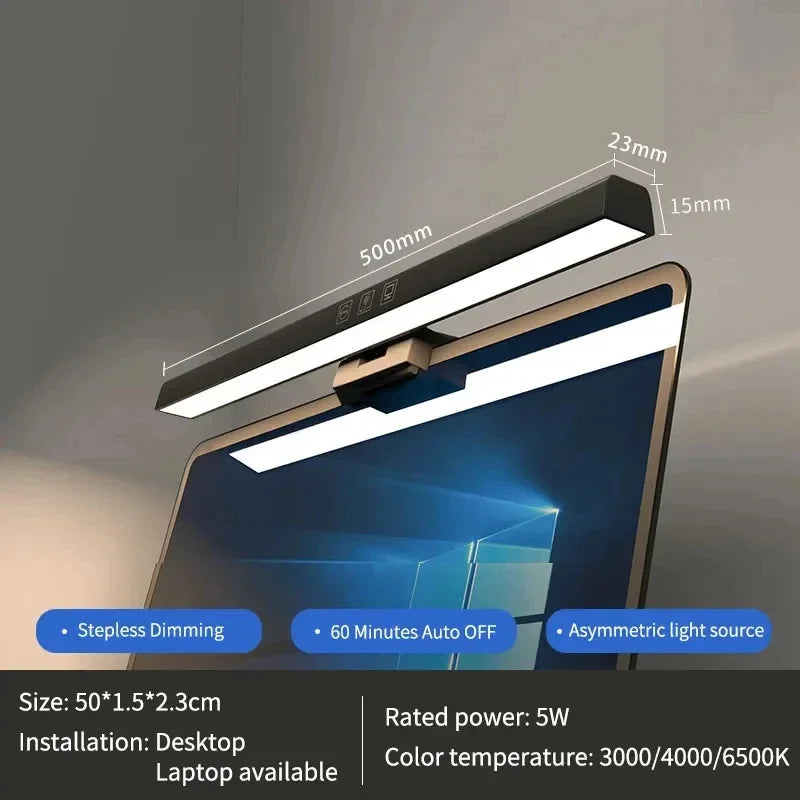 33cm 50cm LED Computer Screen Light Hanging Desk Lamp USB Plug in Monitor Bar Lights Dimmable 3 Colors Office Study Reading Lamp