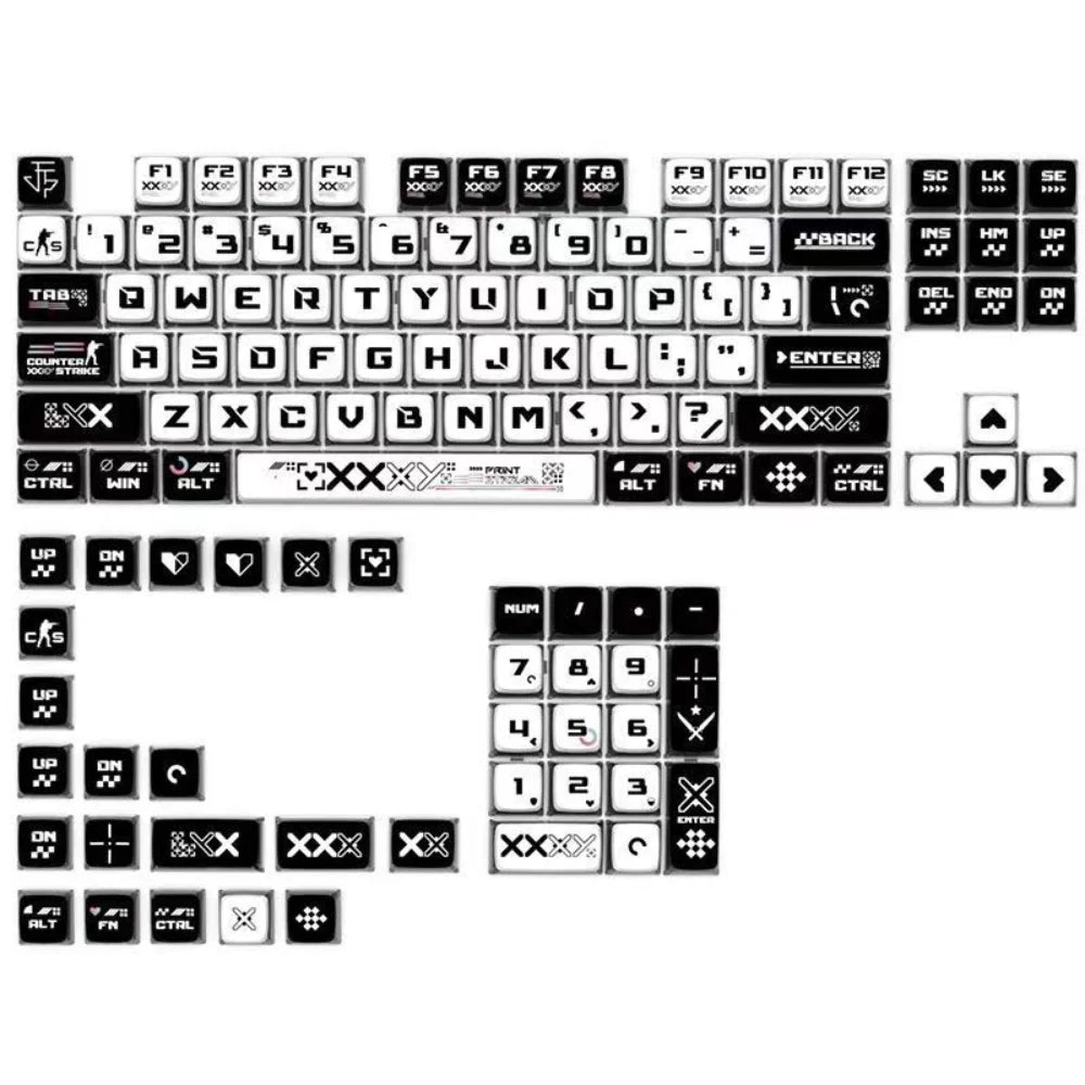 Pudding Keycap Set PBT+PC 125 Key Four Sided Transparent Anime Theme Keycap Compatible with Mechanical Keyboard 61/75/87/104