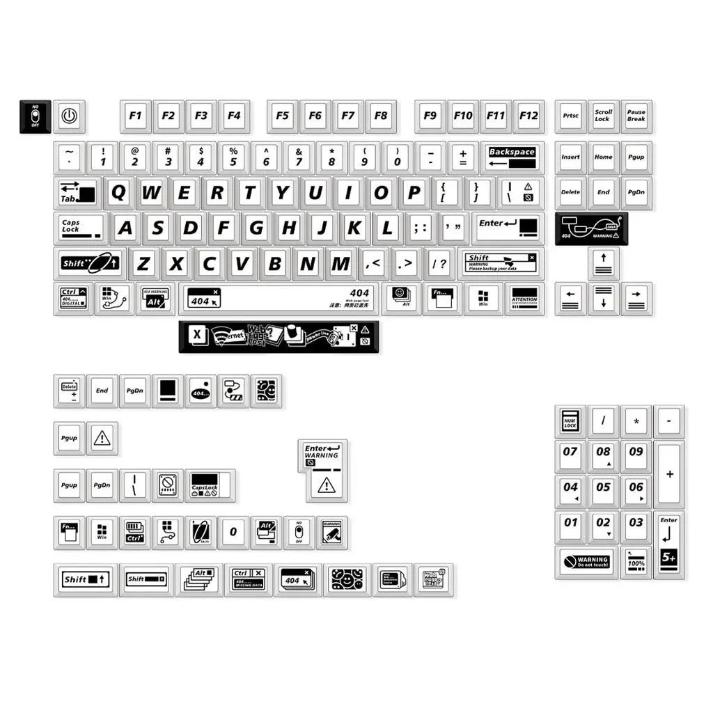 139 Keys Simple 404 Theme Keycaps Set Cherry Height PBT Thermal Sublimation DIY For 61 87 98 104 108 Keys Mechanical Keyboard