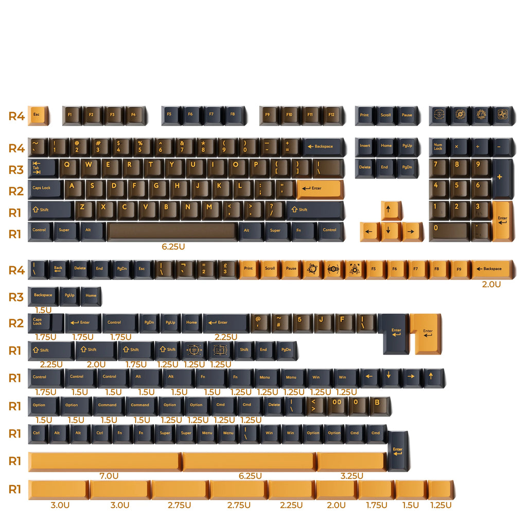216 keys Brown Translucent Jade keycaps PBT PC Double Shot Cherry Profile Key Cap Set For Alice layout 61/68/75/87/98/104/108