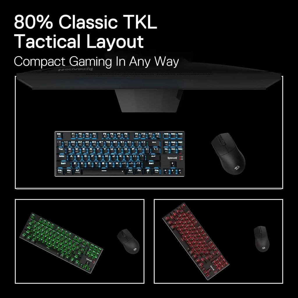 Redragon K660 (K556 TKL) RGB LED Backlit Wired 104 Keys Hot-Swap Noise Absorbing Foams Mechanical Gaming Keyboard， Red Switch
