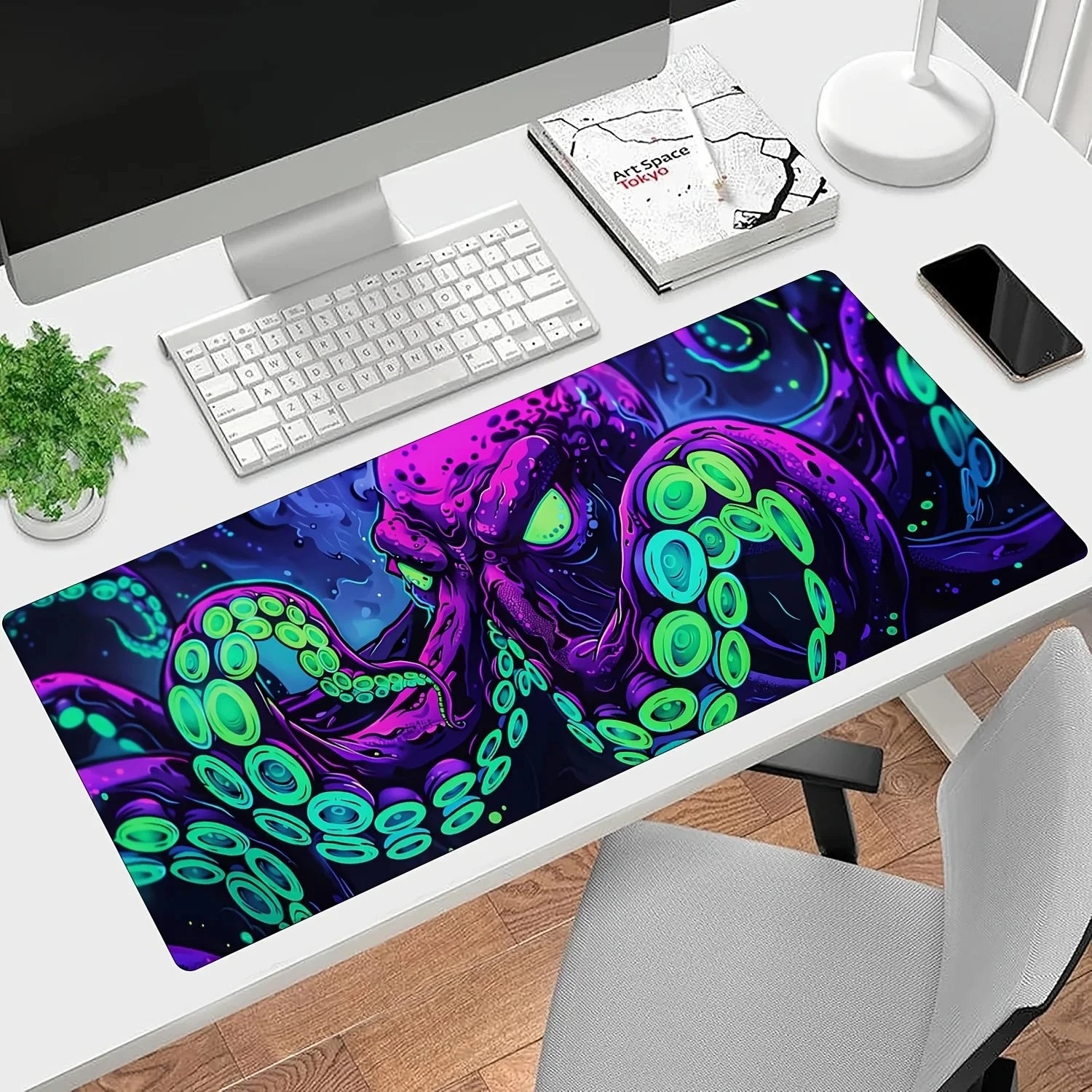 Neon Octopus Cthulhu Monster Mouse Pad Desk Mat Non-Slip Durable office mouse mat gaming mats with Stitched Edge HD printing