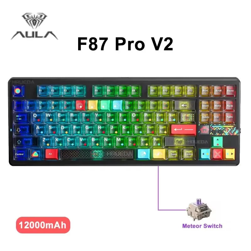 Aula F87 PRO V2 Wireless Gaming Keyboard 10000mAh, 8K Polling SOCD/MT/TGL Tri-Mode, Hot-Swap TKL Creamy Gasket RGB Backlit