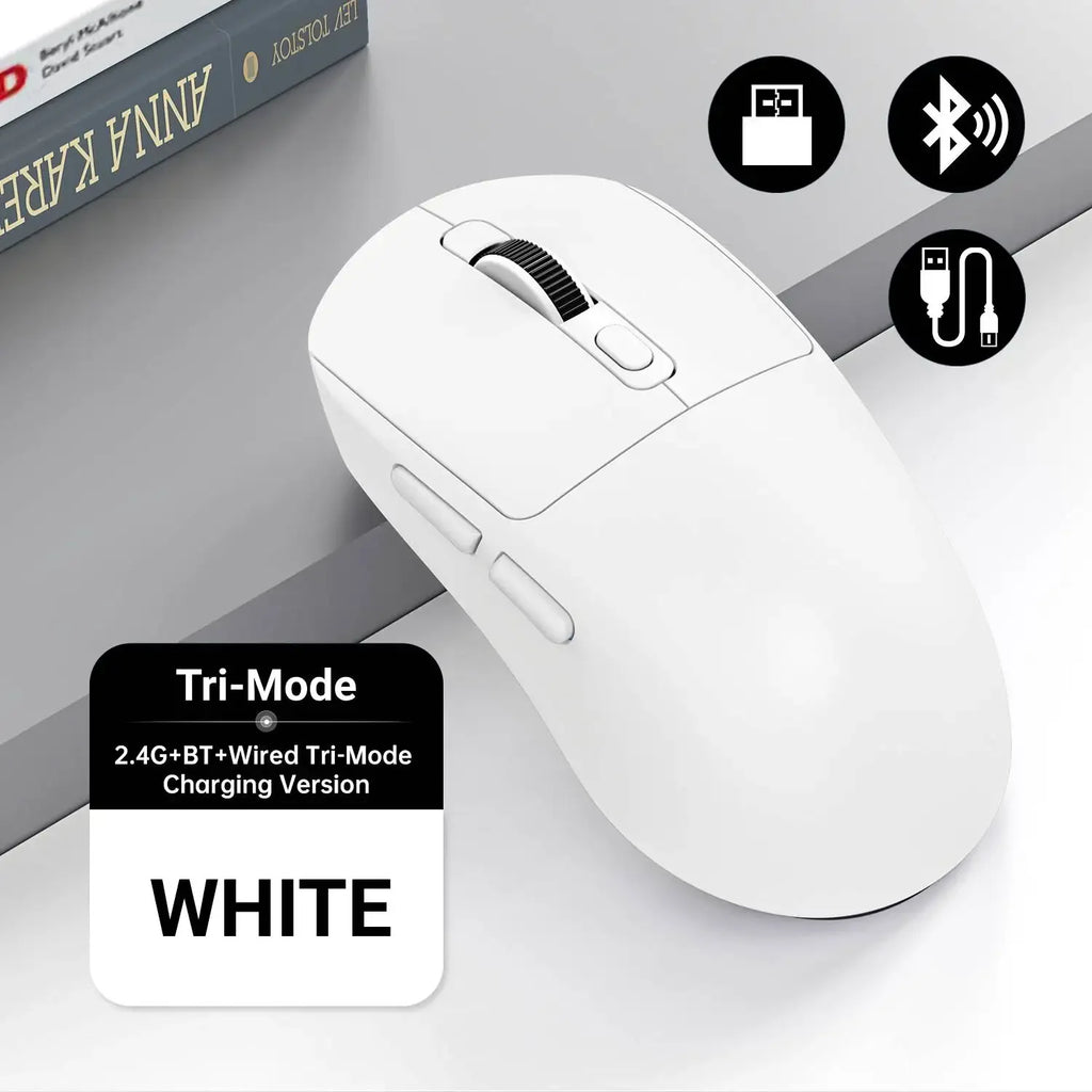 Lightweight Mouse Wireless Bluetooth/2.4G/Wired Tri-Mode Mouse 8000 DPI Adjustable Mouse Rechargeable Mute Mice for Office Game