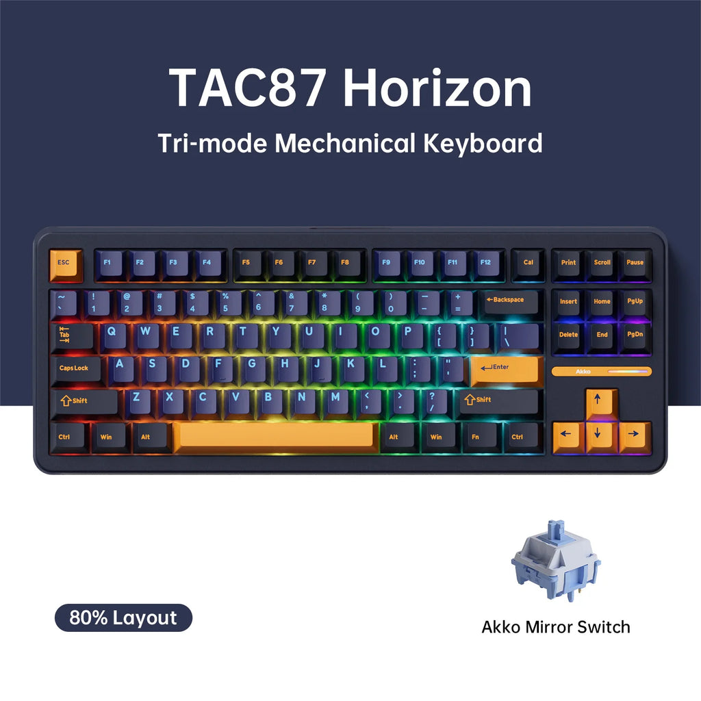 Akko TAC87 Mechanical Keyboard 80% TKL Hot-swap RGB USB Wired/2.4G&BT Wireless 10000mAh Gaming PC Keyboard Gasket Mount