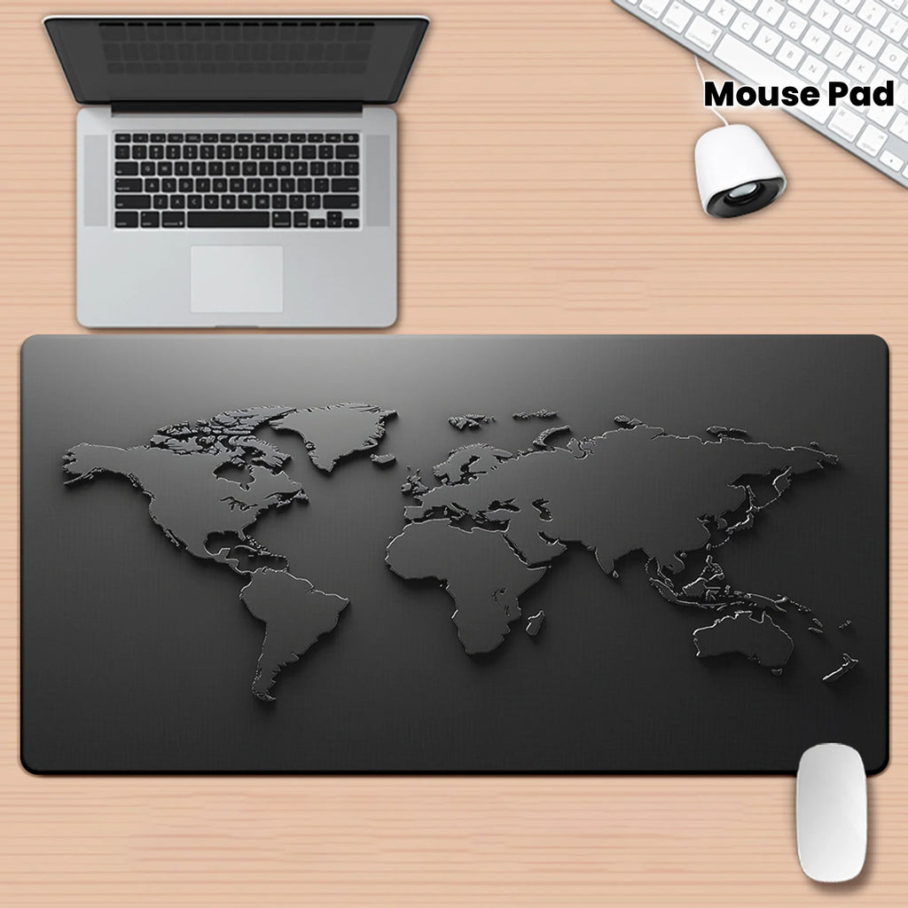 Black and gray gradient map design Mouse Pad Desk Mat Stitched Edge Durable Non-Slip Gaming pads tapis souris משטח לעכבר מחשב