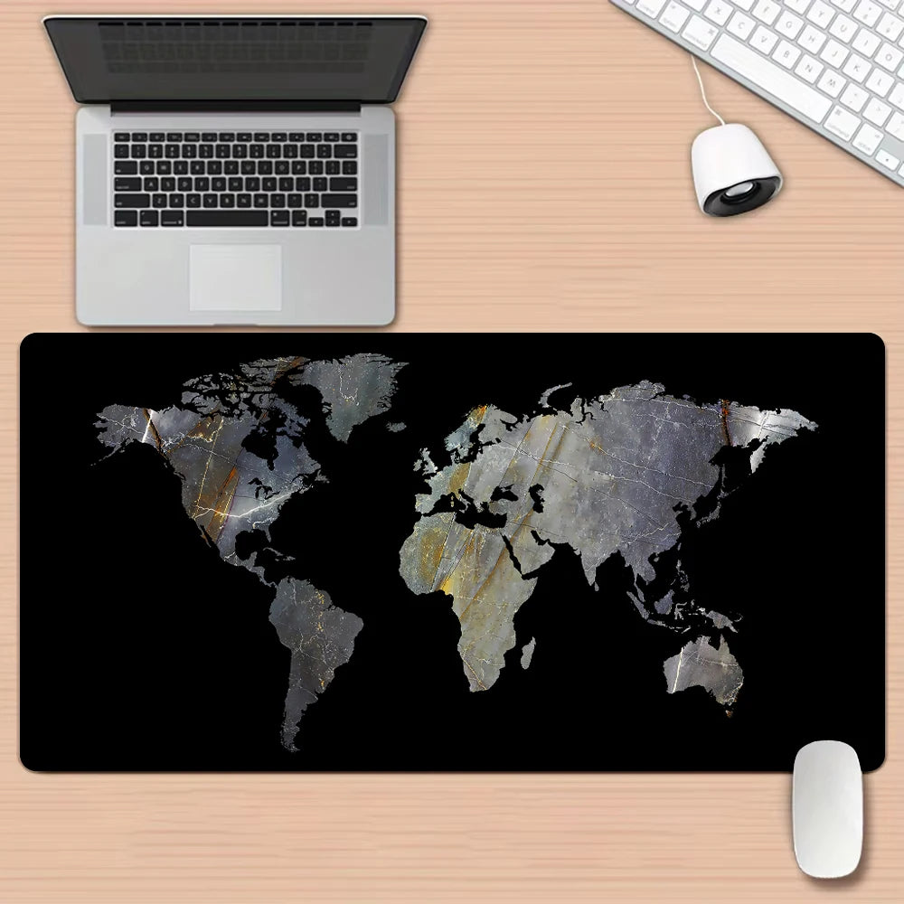 Black and gray gradient map design Mouse Pad Desk Mat Stitched Edge Durable Non-Slip Gaming pads tapis souris משטח לעכבר מחשב