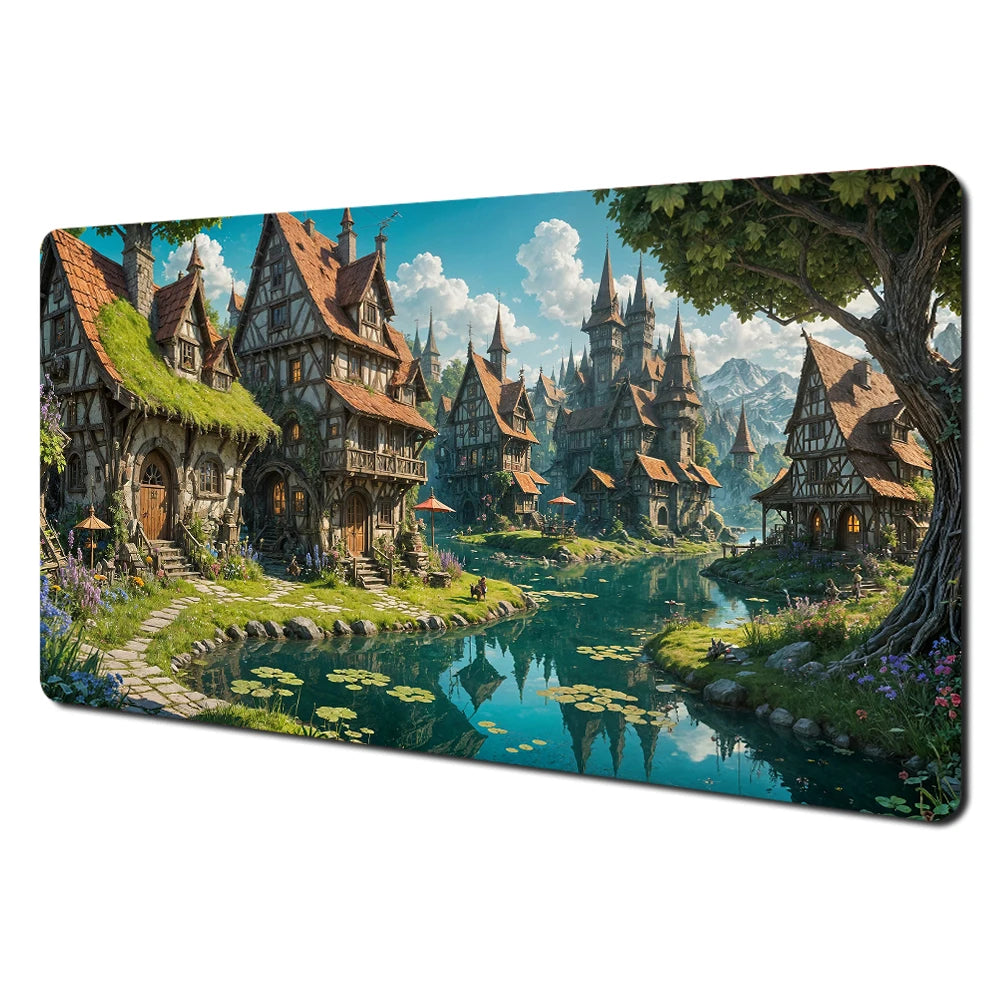 Mysterious Purple Forest large Mouse Pad Desk Mat gaming mats Non-Slip Stitched Edge pc accessories keyboard mousemat office rug