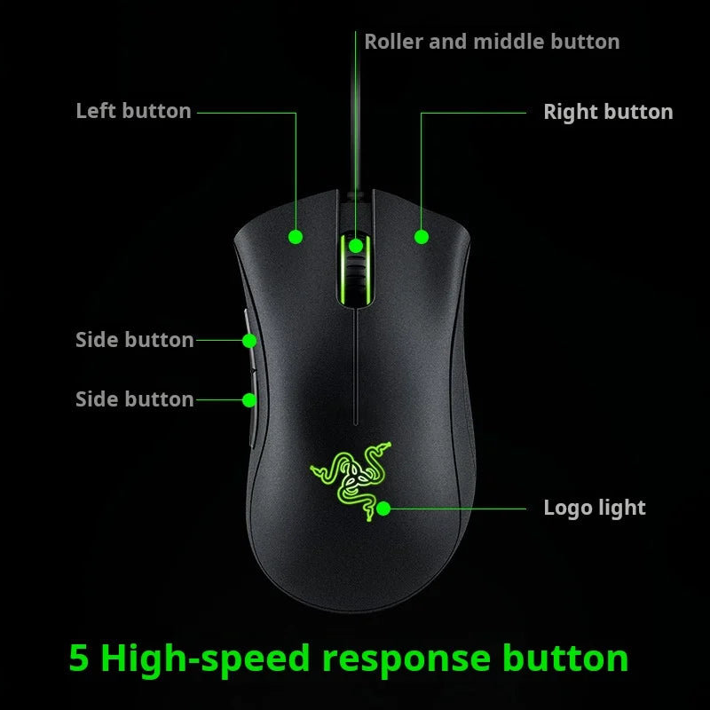 Original Razer DeathAdder Essential Wired Gaming Mouse Mice 6400DPI Optical Sensor 5 Independently Buttons For Laptop PC Gamer