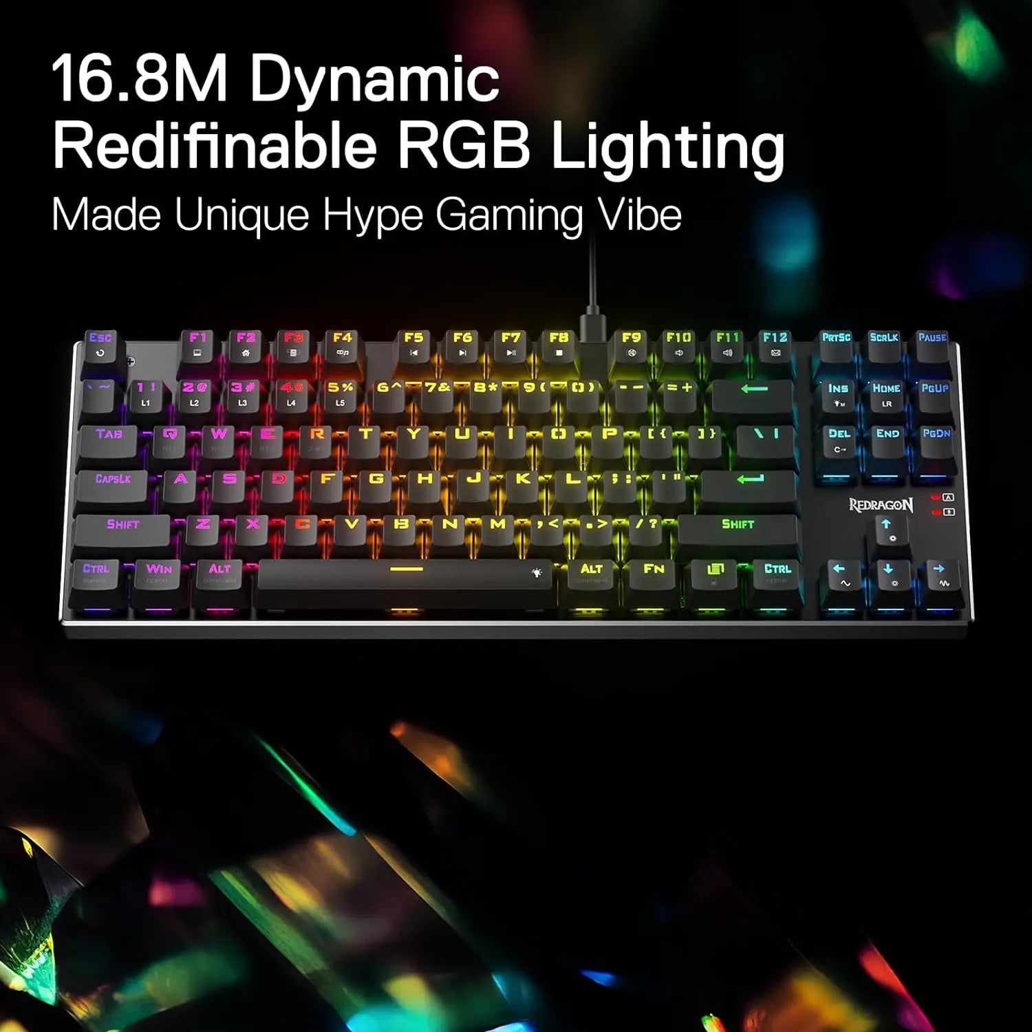 Redragon K660 (K556 TKL) RGB LED Backlit Wired 104 Keys Hot-Swap Noise Absorbing Foams Mechanical Gaming Keyboard， Red Switch