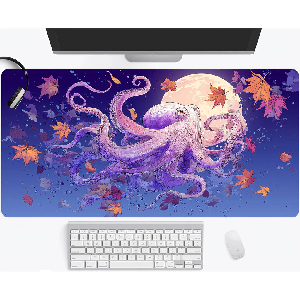 Neon Octopus Cthulhu Monster Mouse Pad Desk Mat Non-Slip Durable office mouse mat gaming mats with Stitched Edge HD printing