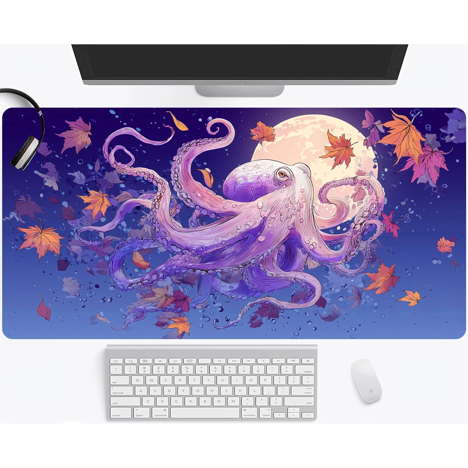 Neon Octopus Cthulhu Monster Mouse Pad Desk Mat Non-Slip Durable office mouse mat gaming mats with Stitched Edge HD printing