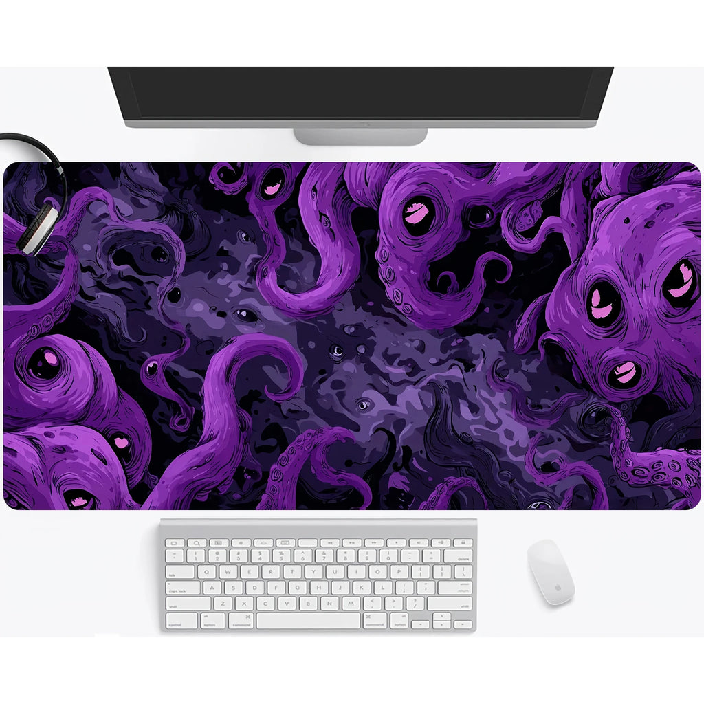 Neon Octopus Cthulhu Monster Mouse Pad Desk Mat Non-Slip Durable office mouse mat gaming mats with Stitched Edge HD printing