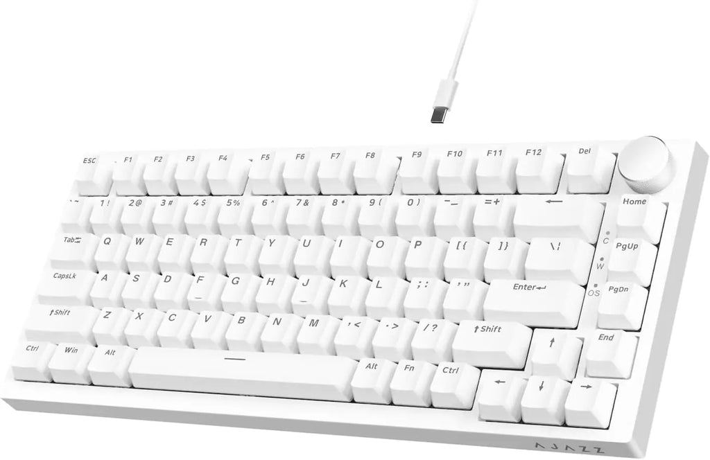 AJAZZ AK820 75% TKL Wired Gaming Mechanical Keyboard, Hot-Swap Blue Switch, Gasket Mount, 82 Keys with CNC Volume Knob