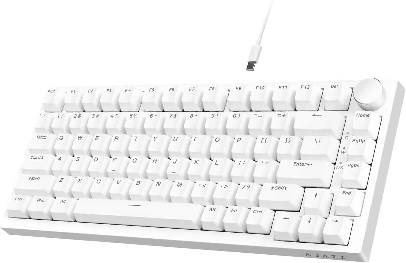 AJAZZ AK820 75% TKL Wired Gaming Mechanical Keyboard, Hot-Swap Blue Switch, Gasket Mount, 82 Keys with CNC Volume Knob