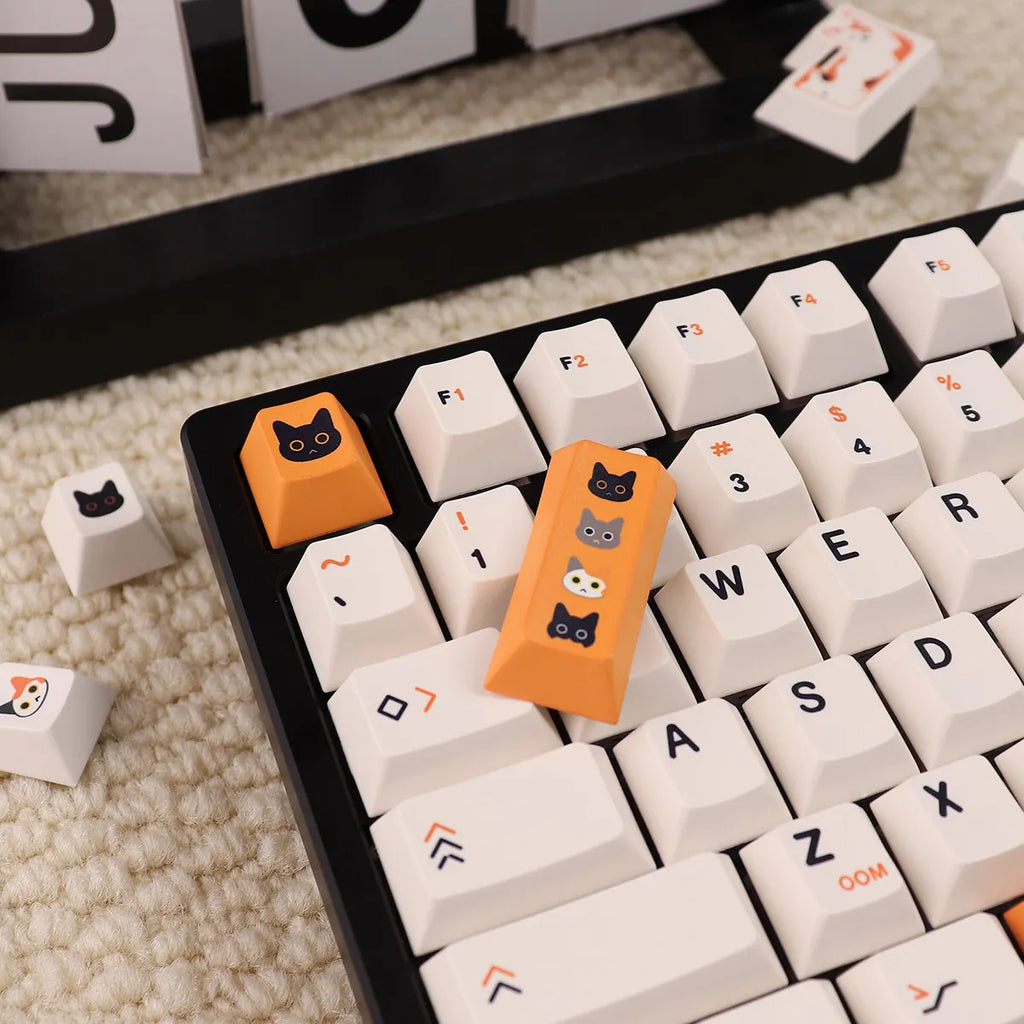 148 Keys Cute Cat PBT Cherry Keycaps Dye-Sublimated Keycap Set For Mx Cherry Switch Mechanical Keyboard 61/64/87/96/104