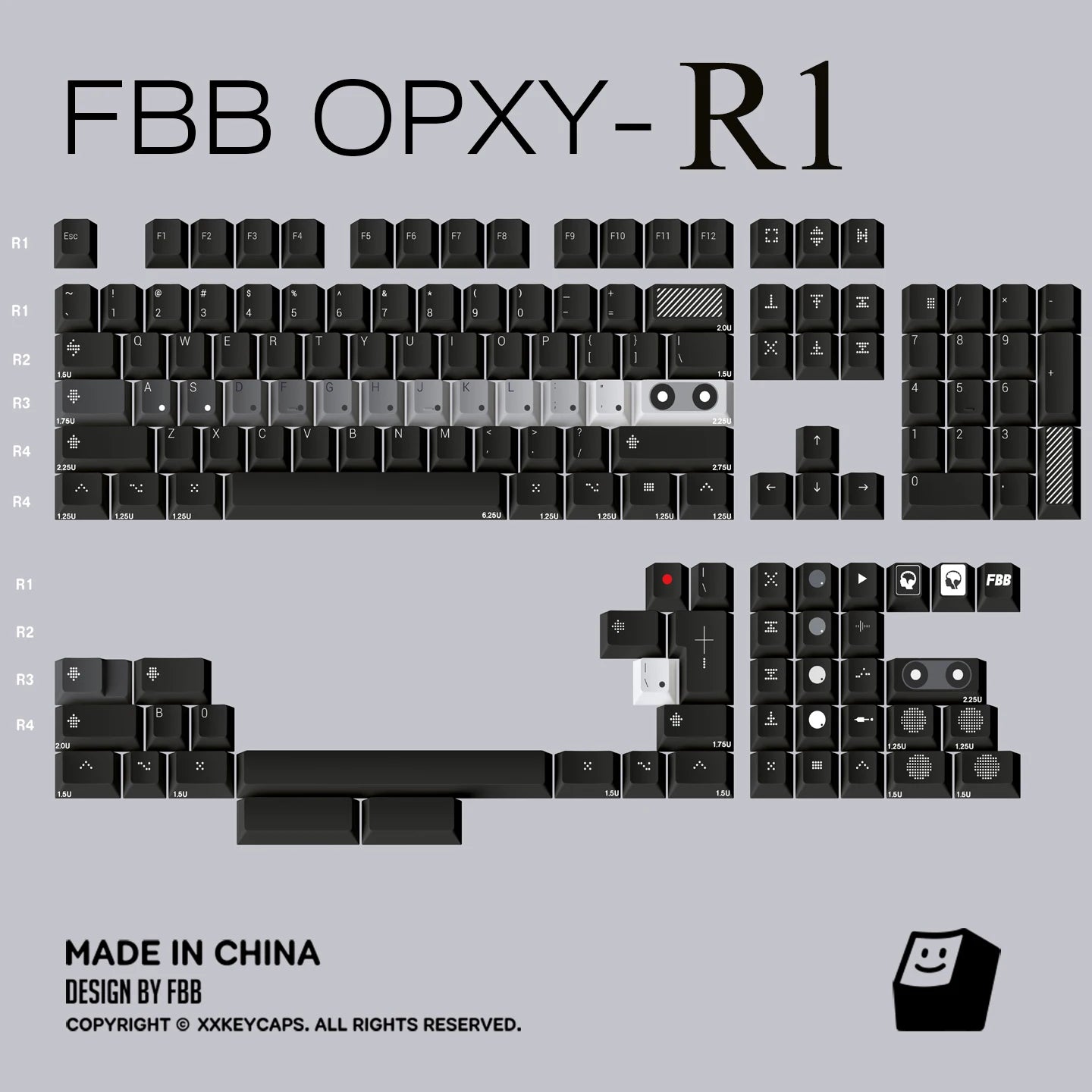 FBB Keycaps OPXY PBT Keycap Set Dye-SUB for 61/68/84/87/96/100/104/108 keys Cherry Profile Mechanical Keyboards Key Caps DIY Kit