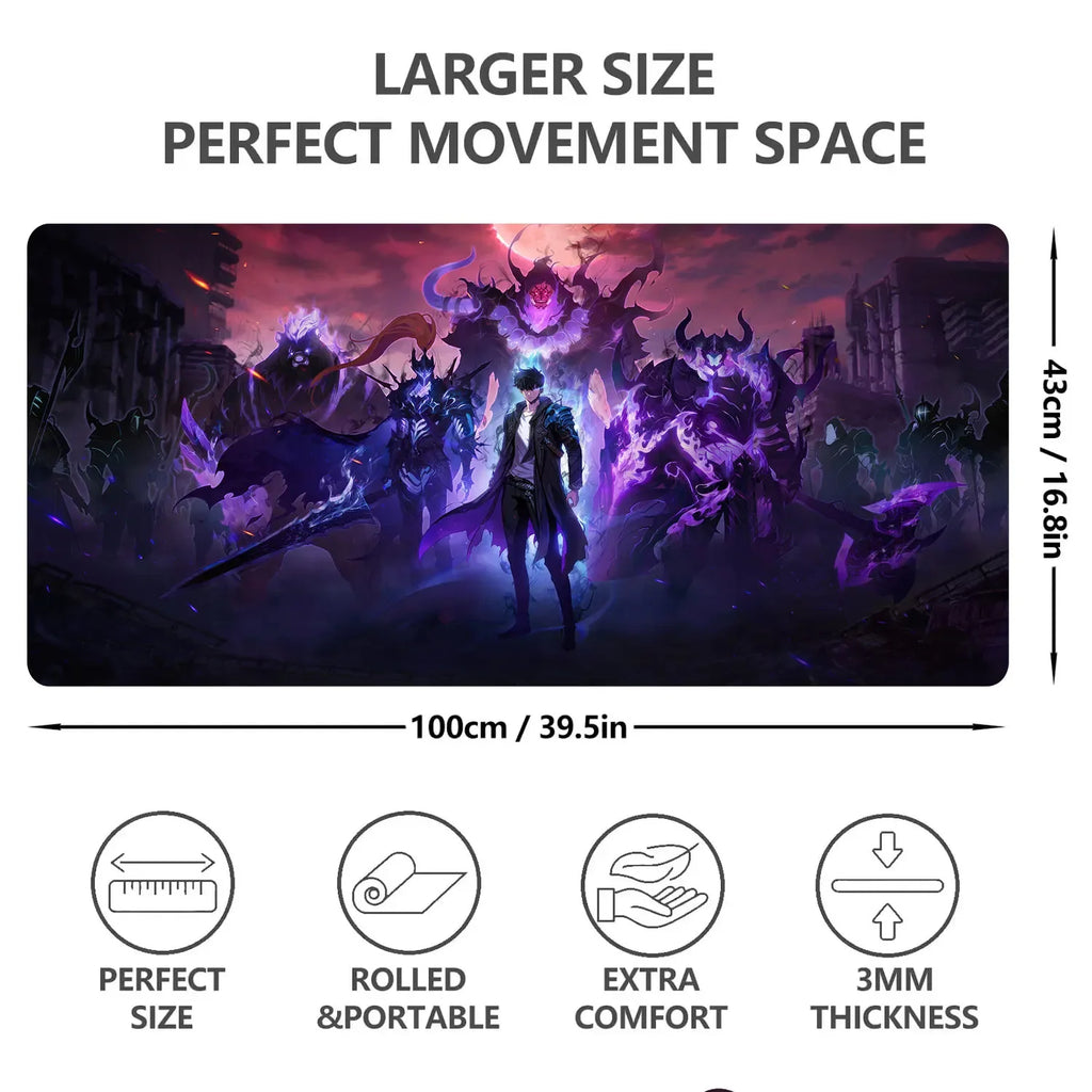 Gaming Mouse Pad Anime Solo Leveling Large Desk Mat XXL Computer Accessories Mousepad 900x400 Stitch Edge Rubber Keyboard Mat