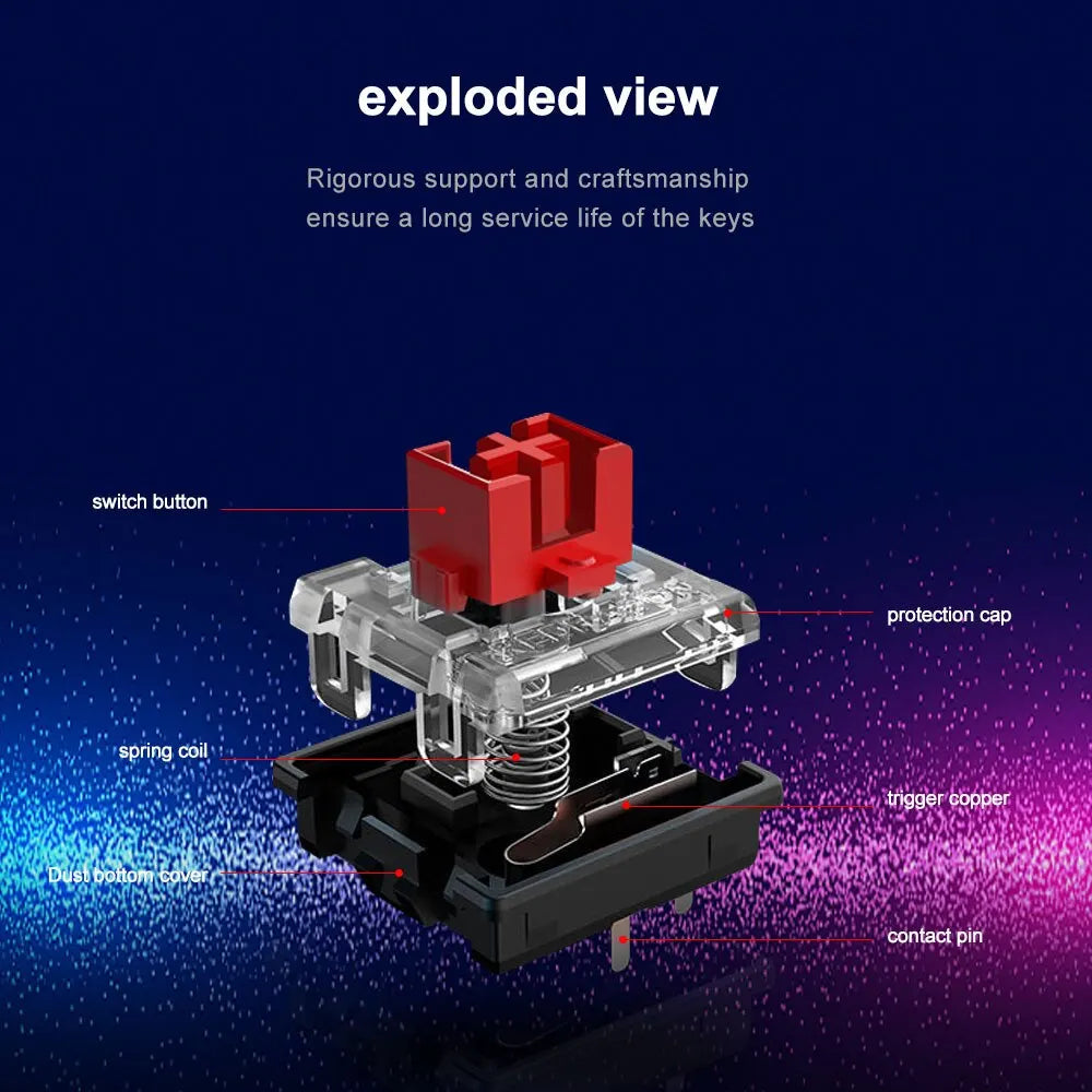 REDRAGON SMD RGB MX Low Profile 5.5 Switch 3Pin Clicky Linear Tactile Silent Mechanical Keyboard Red Black Blue Brown Switche