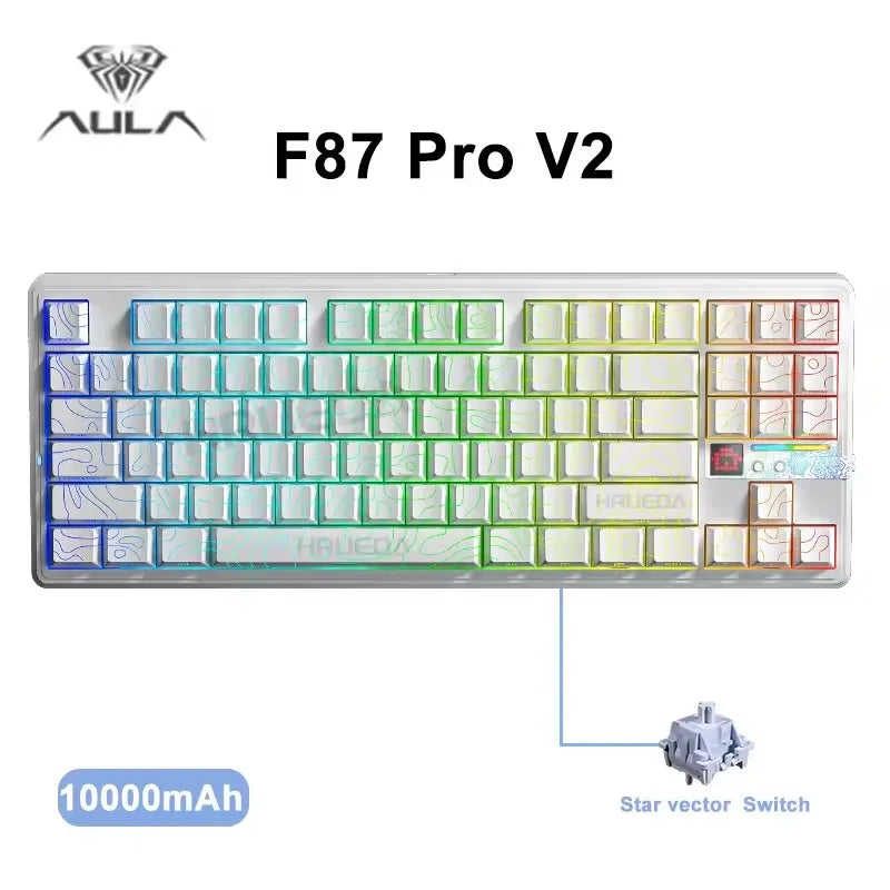 Aula F87 PRO V2 Wireless Gaming Keyboard 10000mAh, 8K Polling SOCD/MT/TGL Tri-Mode, Hot-Swap TKL Creamy Gasket RGB Backlit
