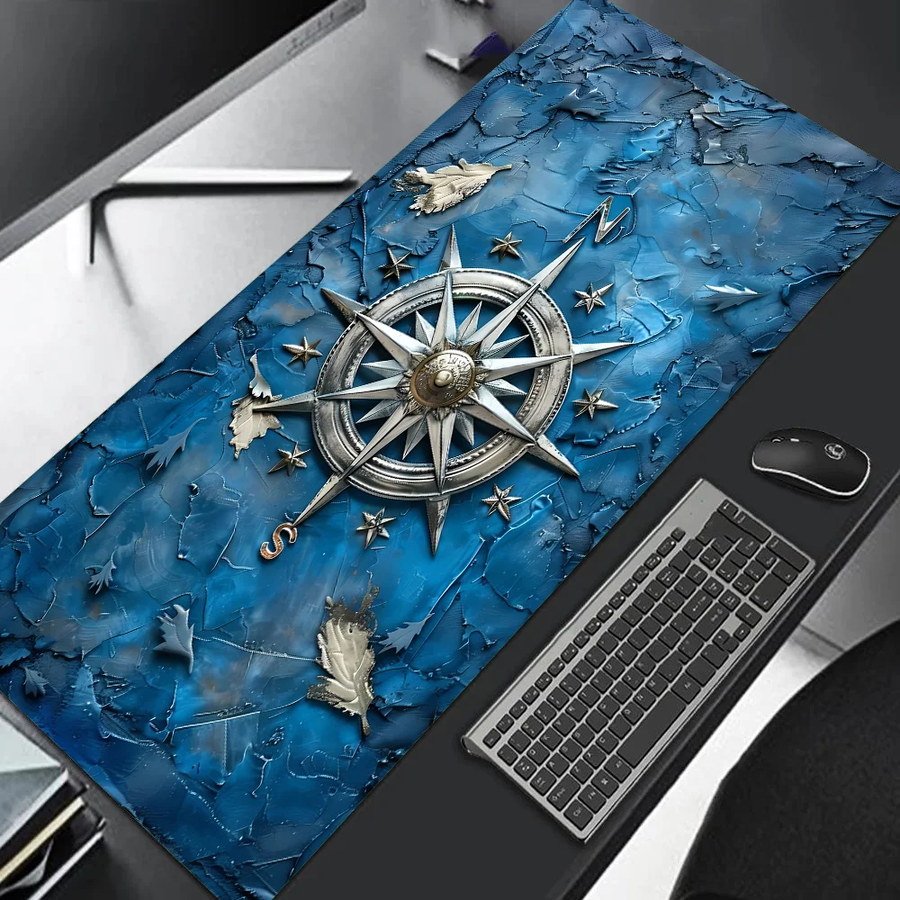 XXL Vintage Steampunk Compass Design Mouse Pad Large Gaming Office Desk Mat Non-Slip Stitched Edges for Gamers and Home Office