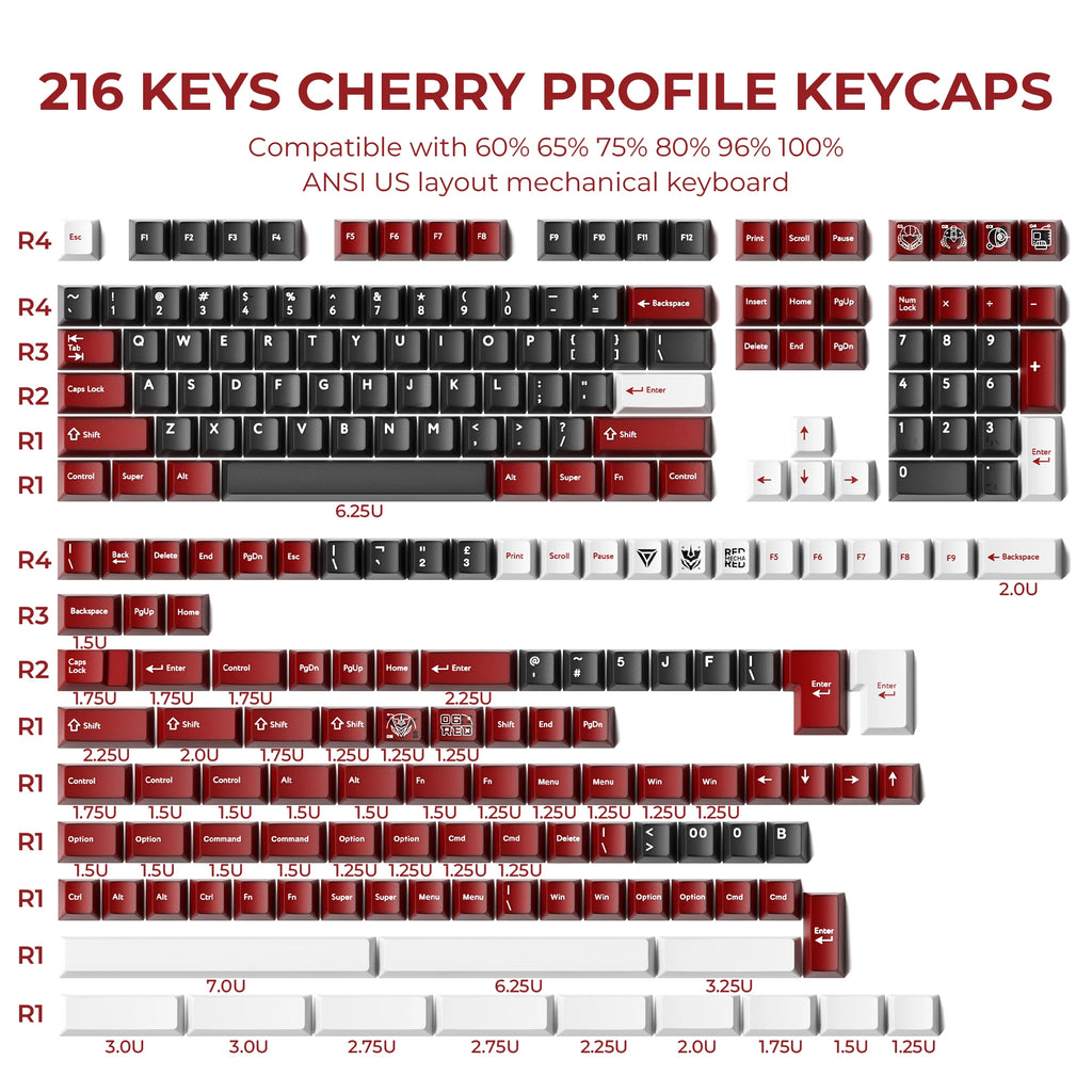216 keys Brown Translucent Jade keycaps PBT PC Double Shot Cherry Profile Key Cap Set For Alice layout 61/68/75/87/98/104/108