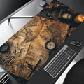 XXL Vintage Steampunk Compass Design Mouse Pad Large Gaming Office Desk Mat Non-Slip Stitched Edges for Gamers and Home Office